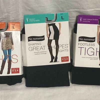 No nonsense Opaque Nylon Tights Women's Black 1 pair.   L USA